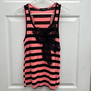 C’EST MOI | Women’s Neon Striped Punk Tank With Sequin Bow Size M